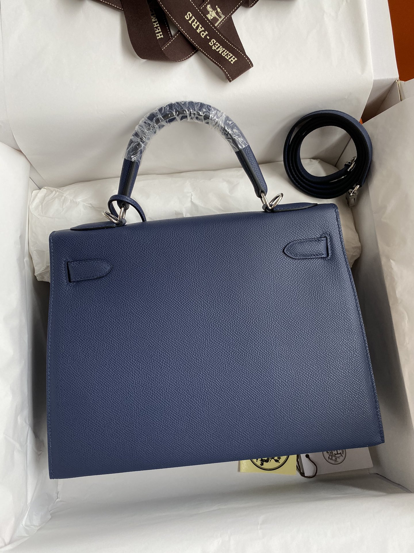 Hermes Kelly 28cm Handbag Shoulder Bag in Blue Nuit Epsom Leather